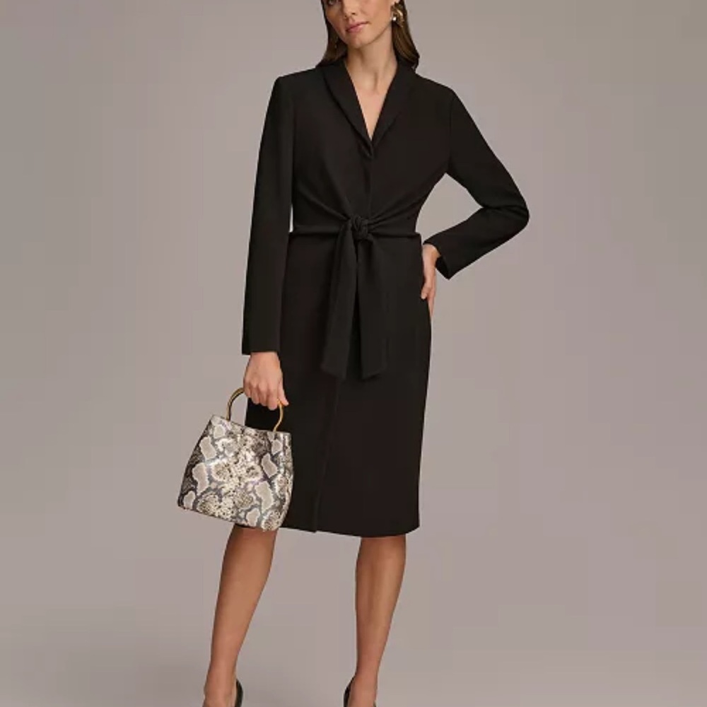 Donna Karan Black Tie-Waist Dress